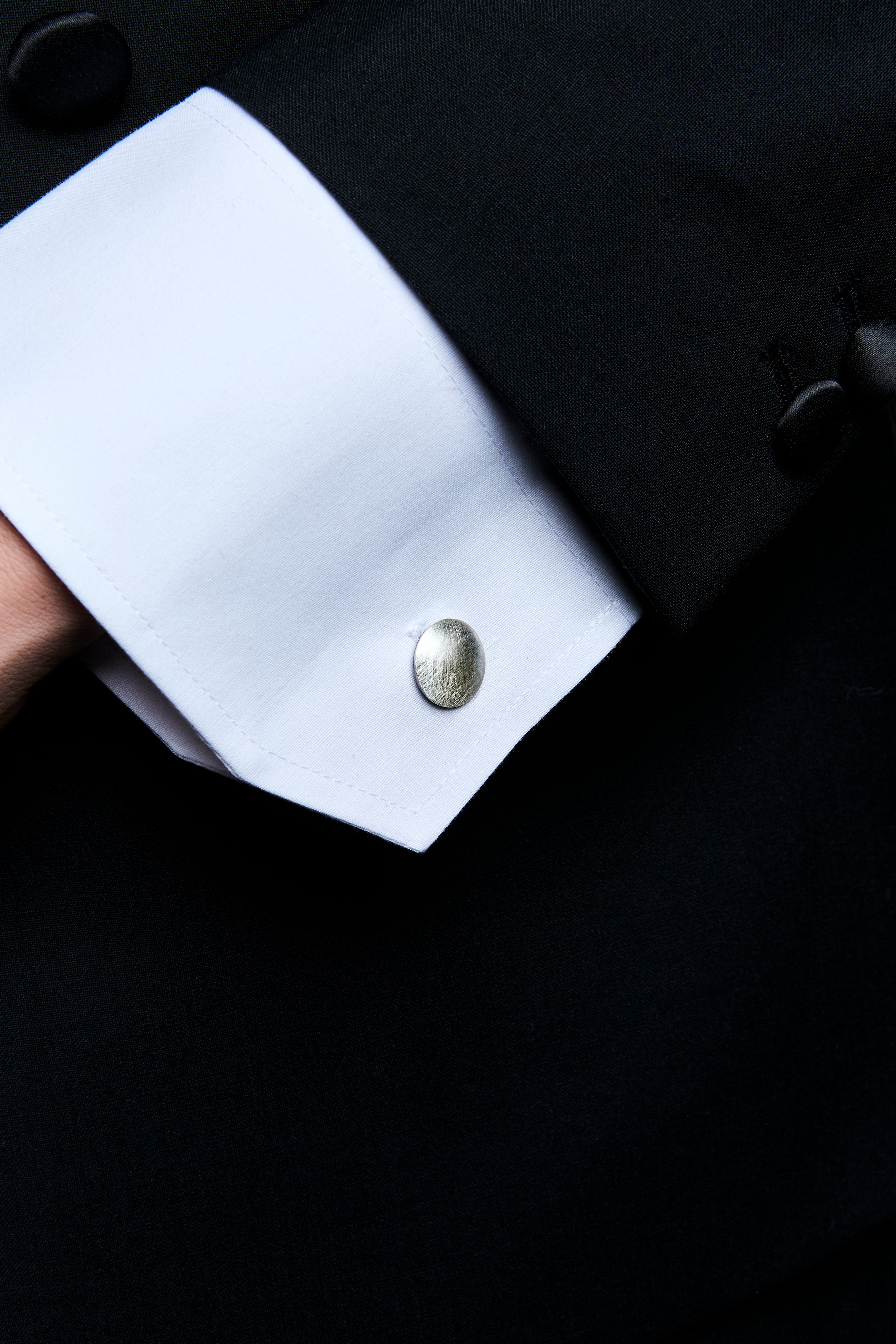Silver Oxidised Circle Cufflink