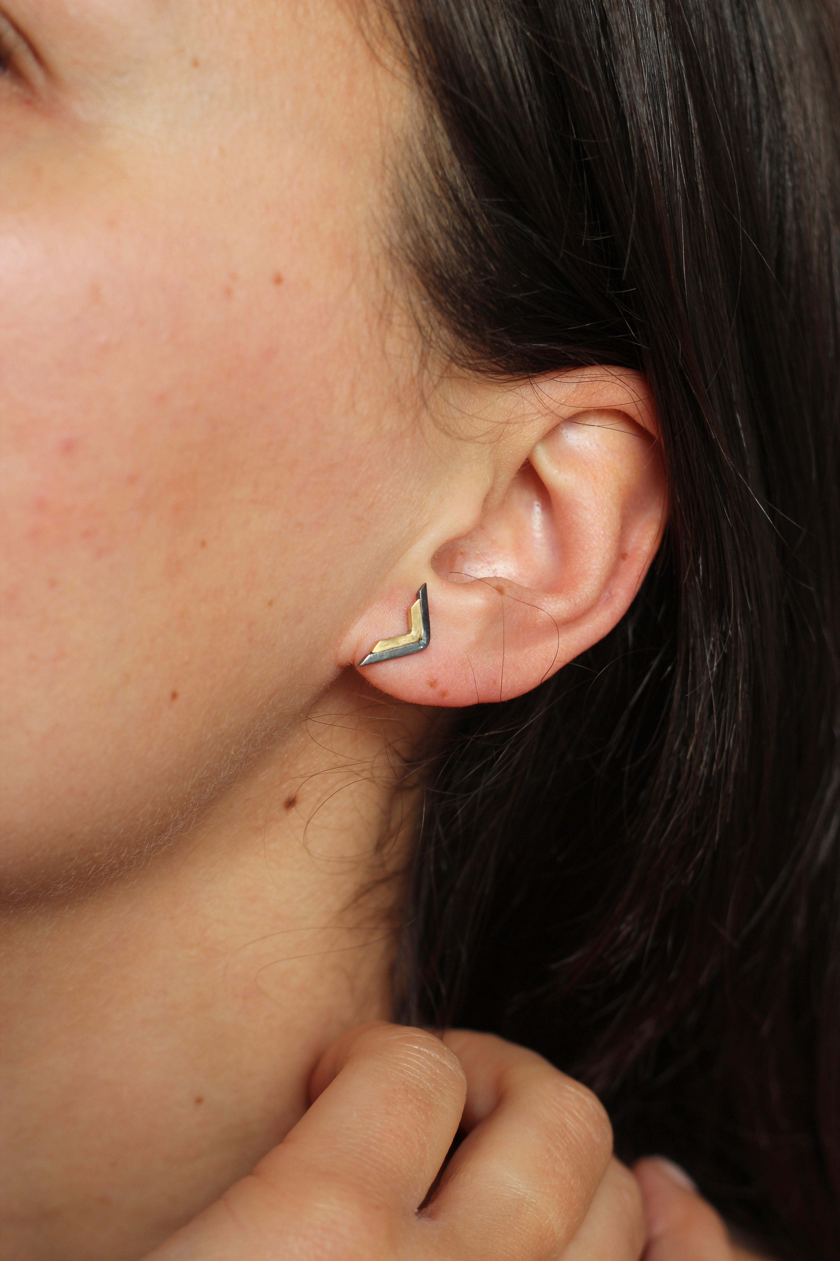 Forth Geometric Black + Gold Stud Earrings