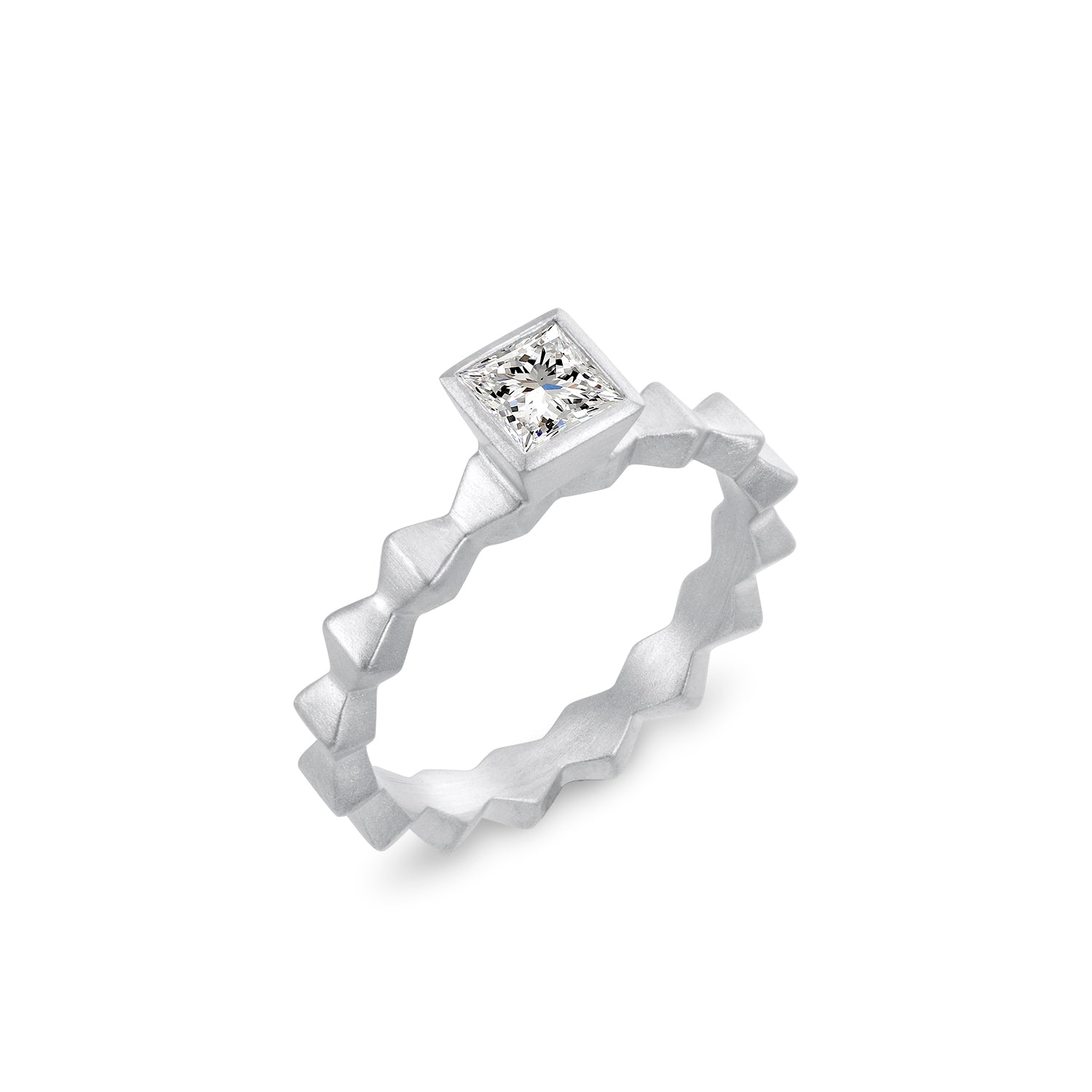 Pyra 18ct White Gold Engagement Ring with Half Carat Princess Cut Natural Diamond