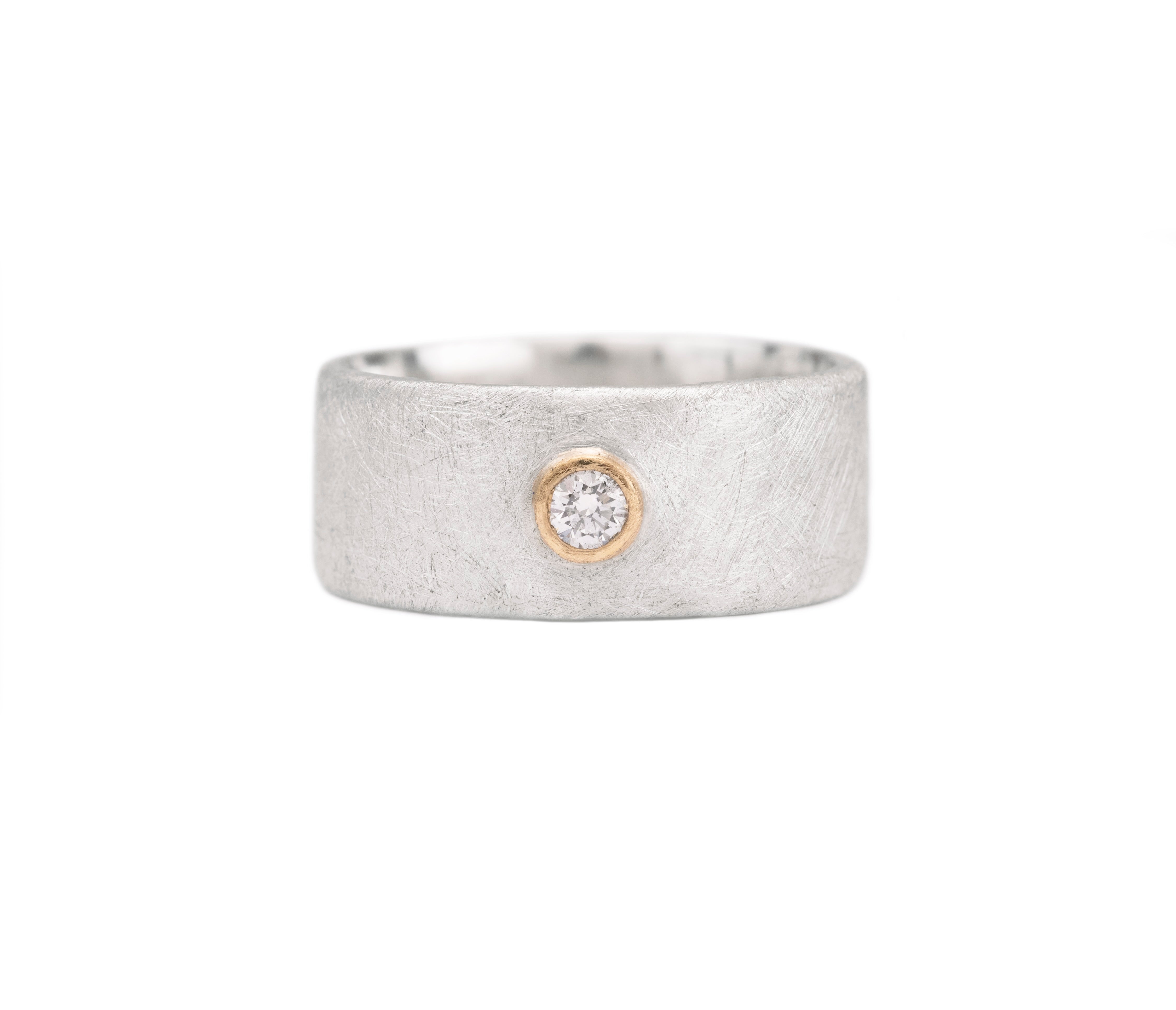 RTW Wide Silver Band With Circle + Diamond