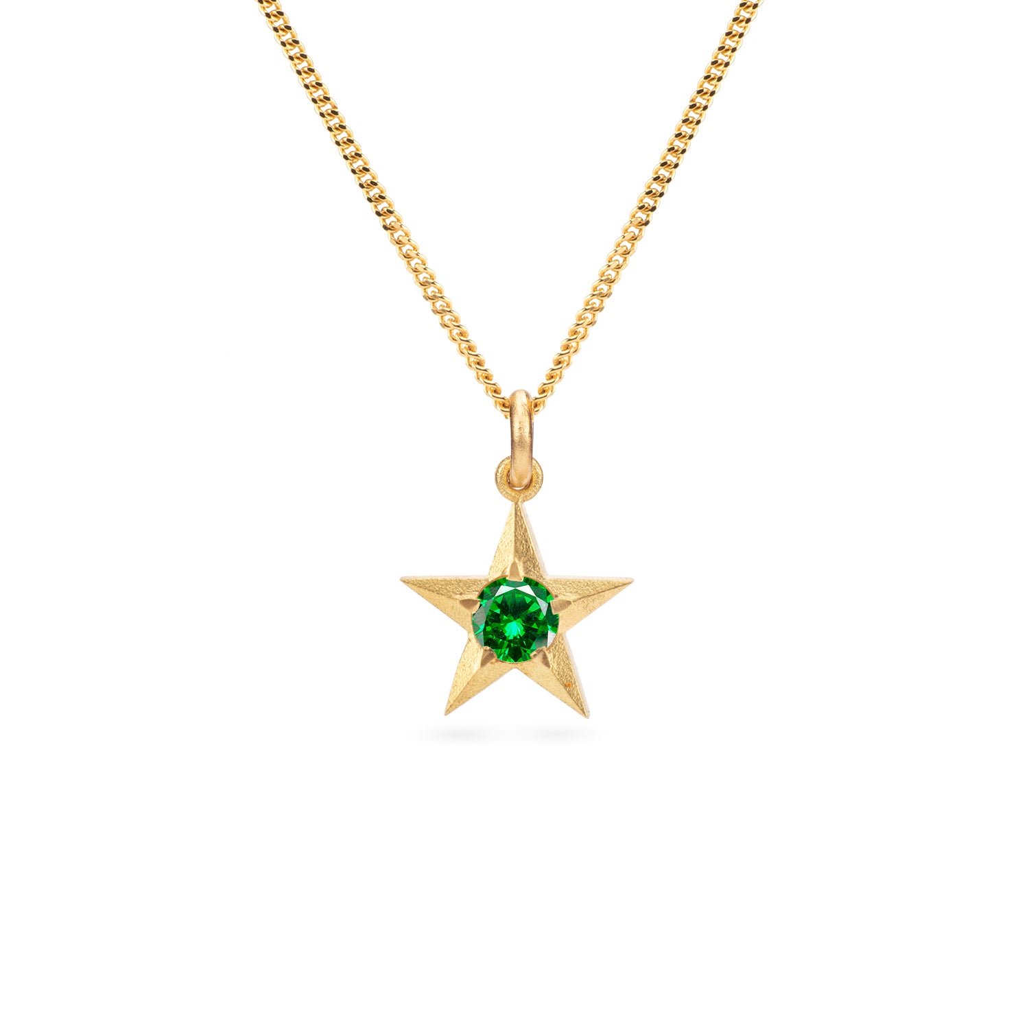 Stella 18ct Gold Star Necklace with Emerald