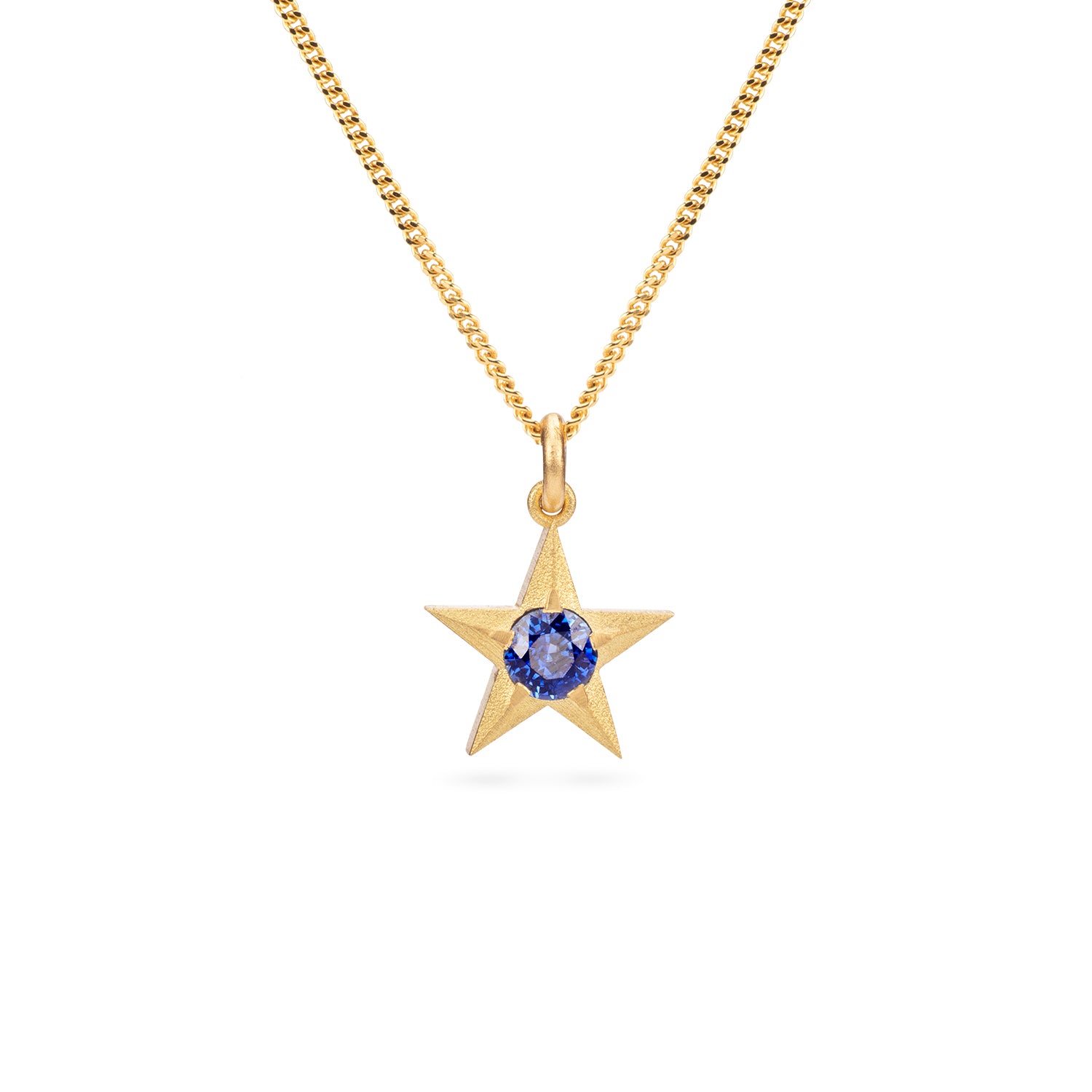 Stella 18ct Gold Star Necklace with Sapphire