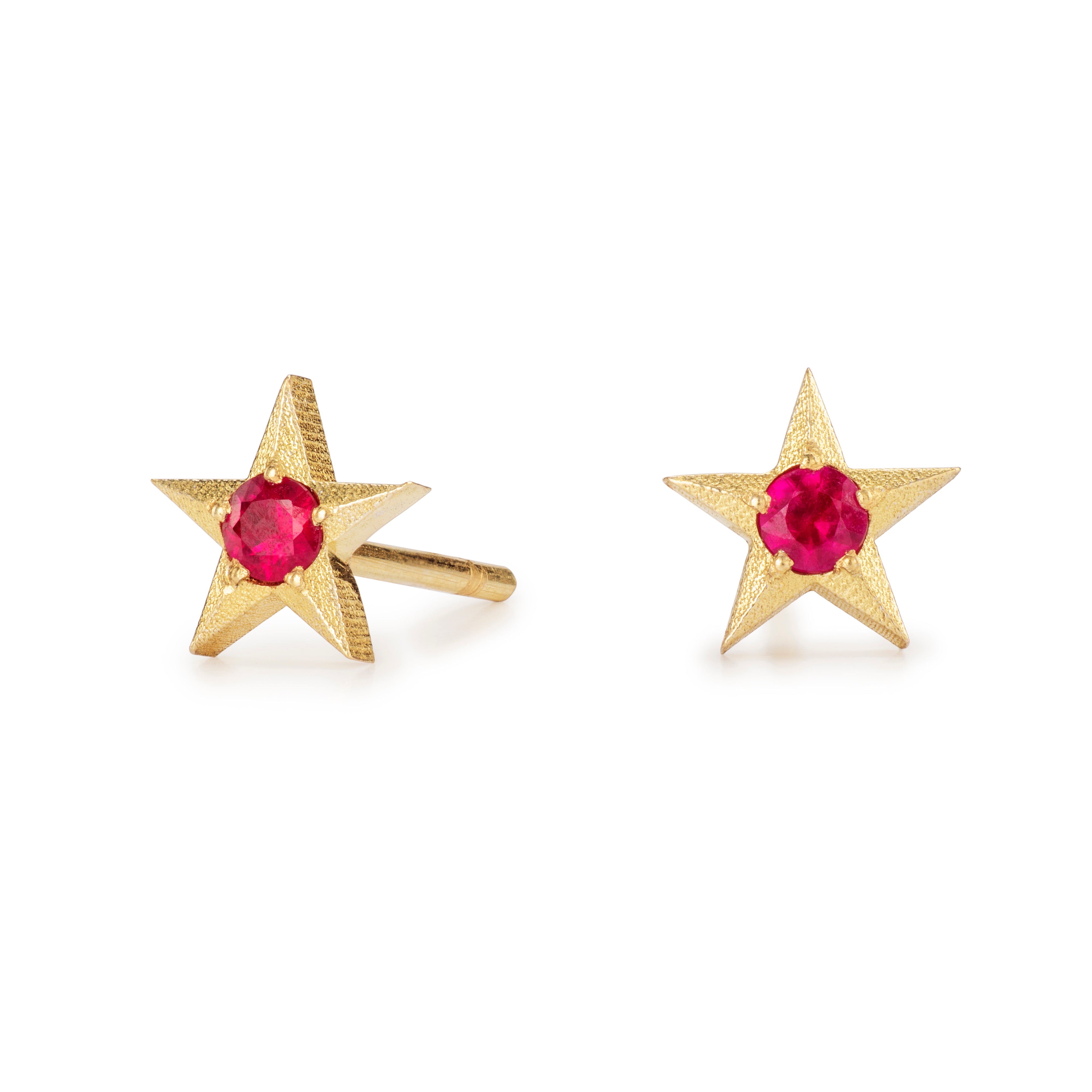 Stella 18ct Gold Star Studs with Rubies
