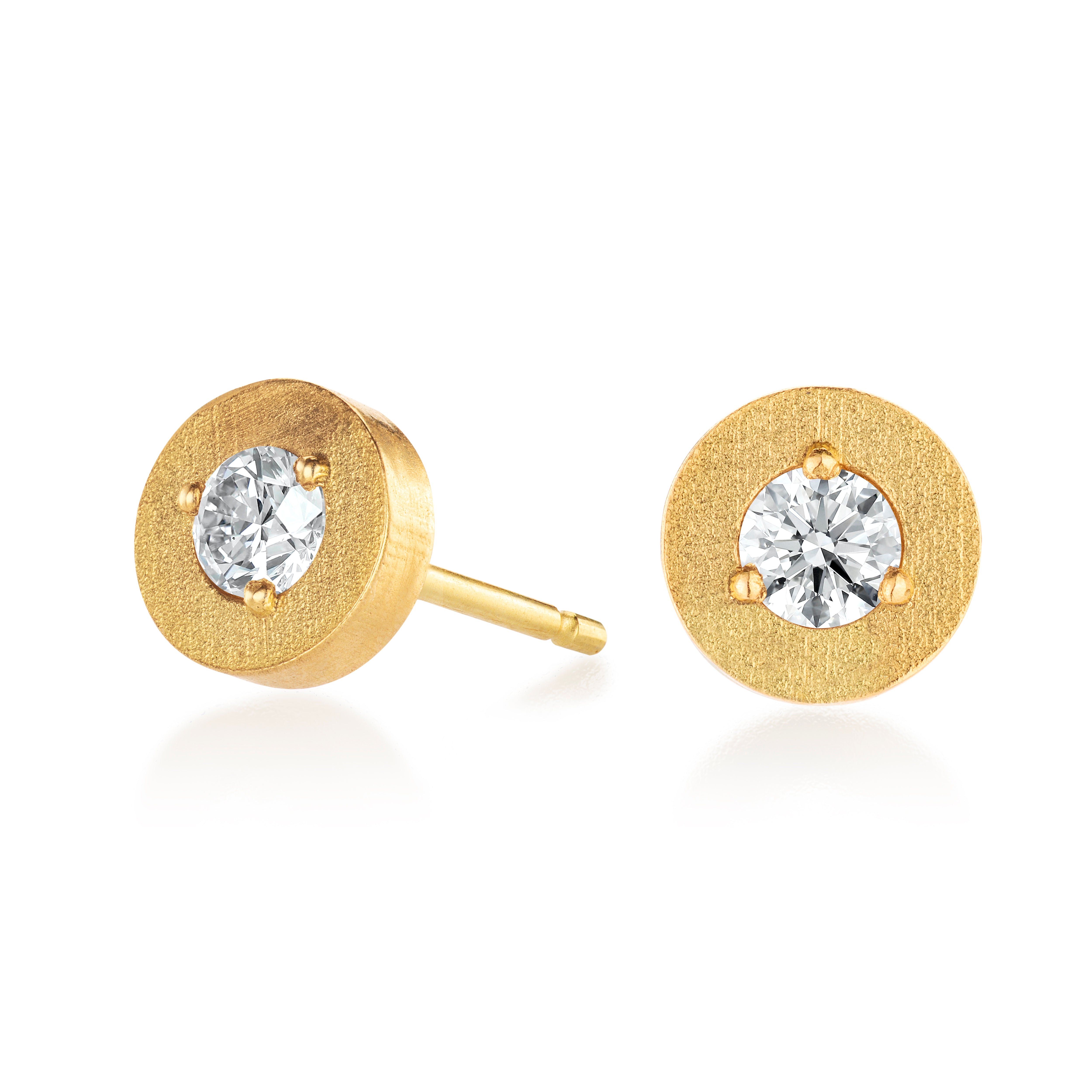 Stella Circle Stud Earrings in 18ct Gold + Diamonds