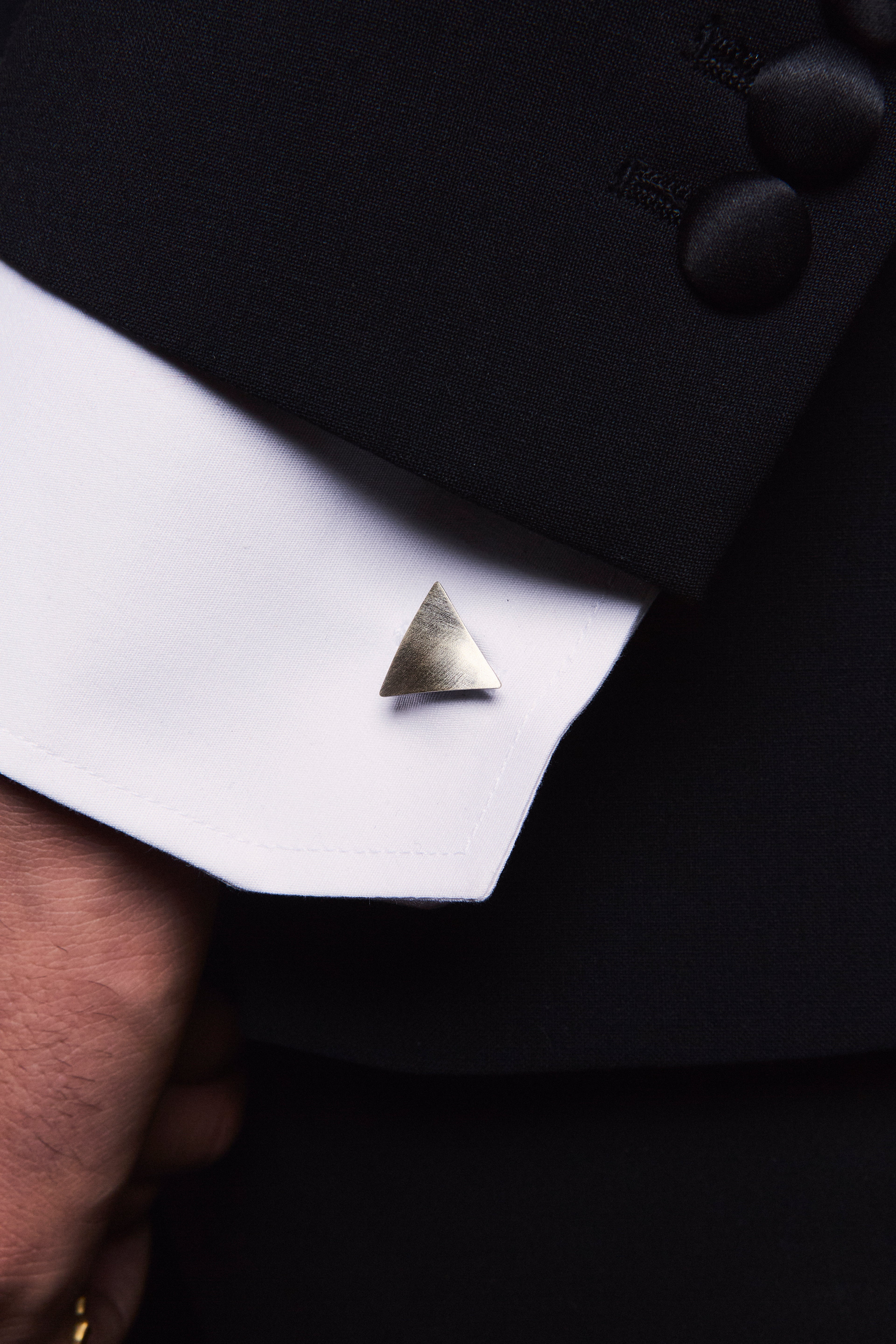 Silver Oxidised Triangle Cufflink