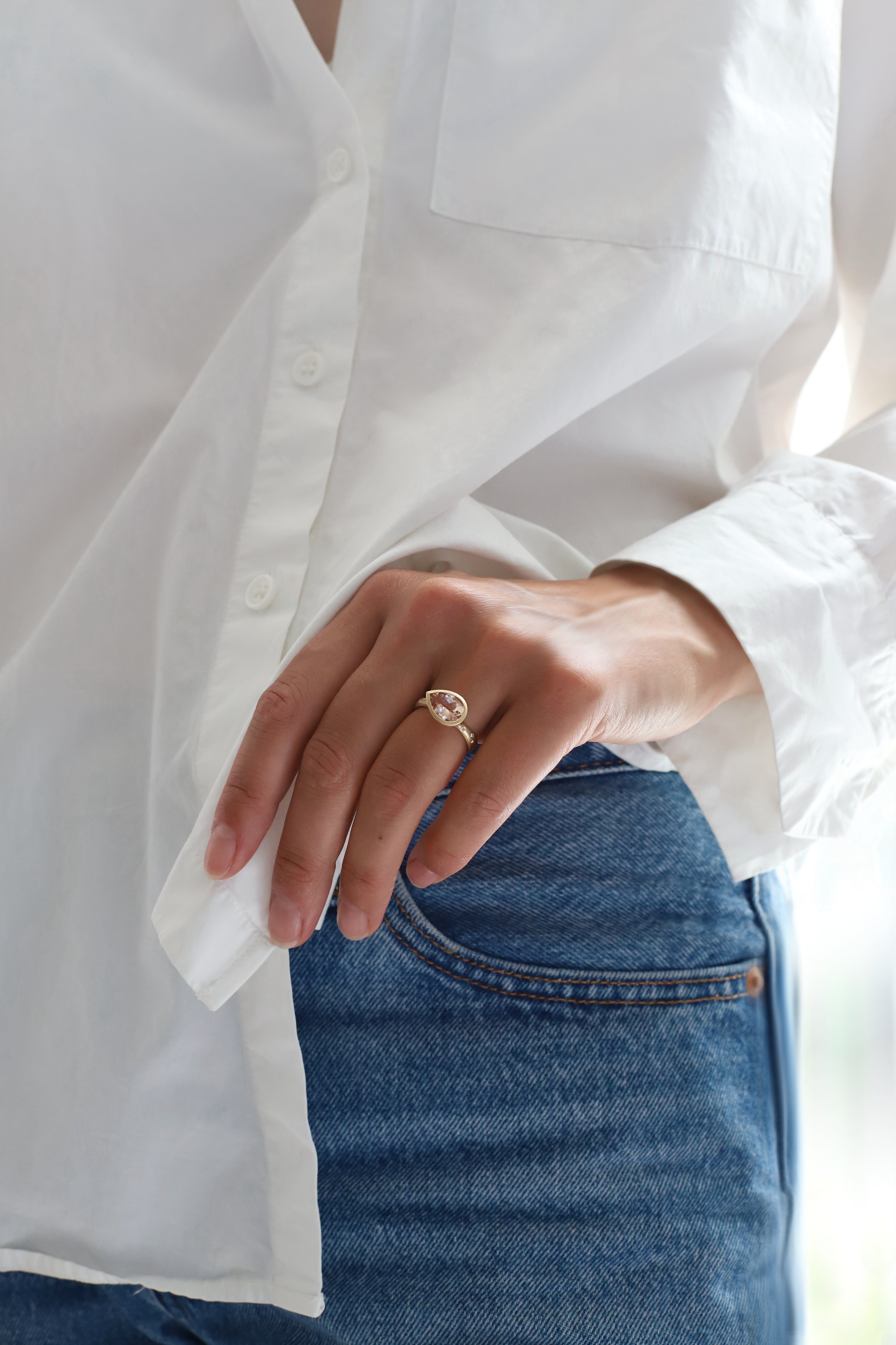 Peachy Morganite Sculpt Ring
