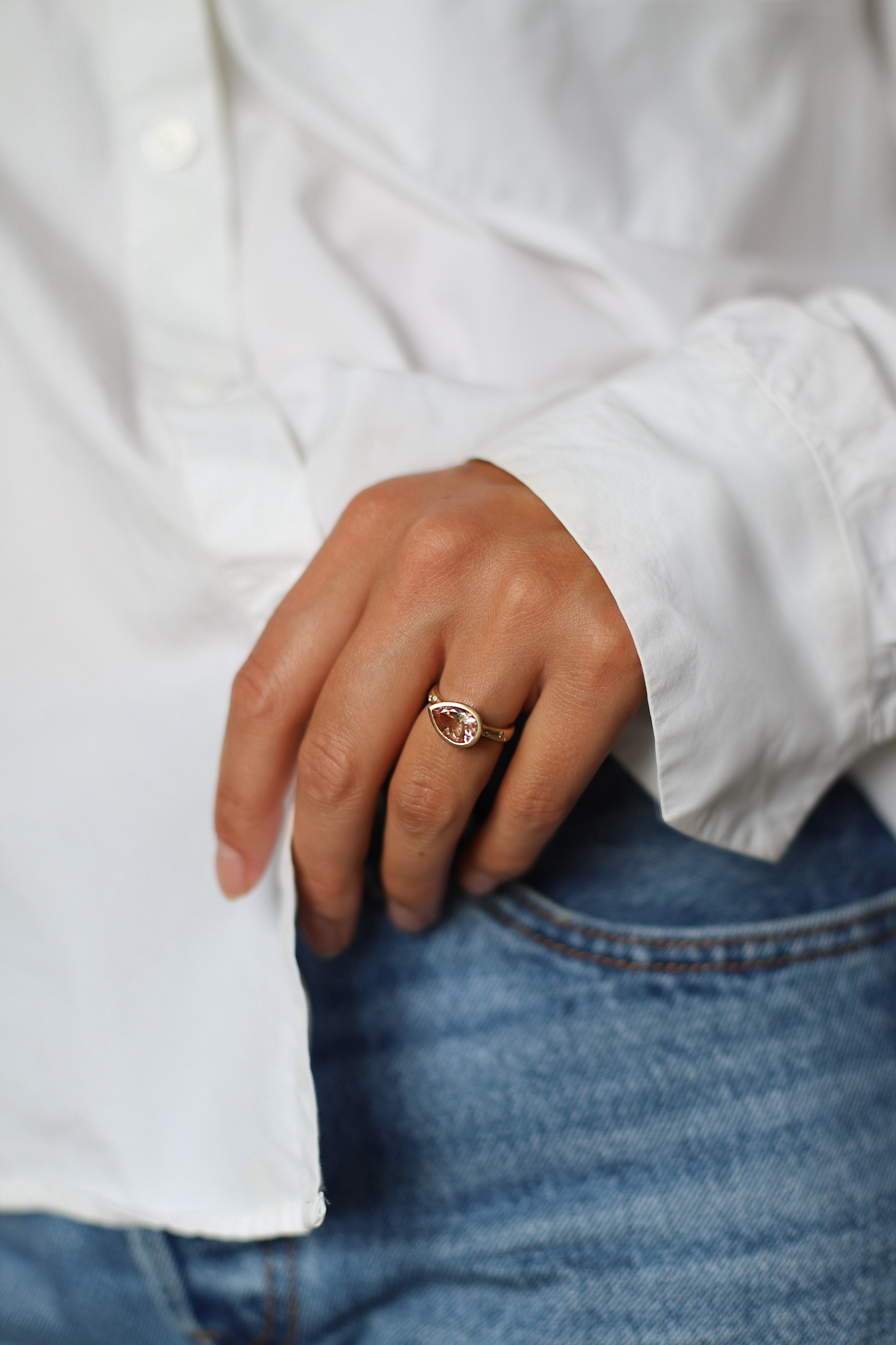 Peachy Morganite Sculpt Ring