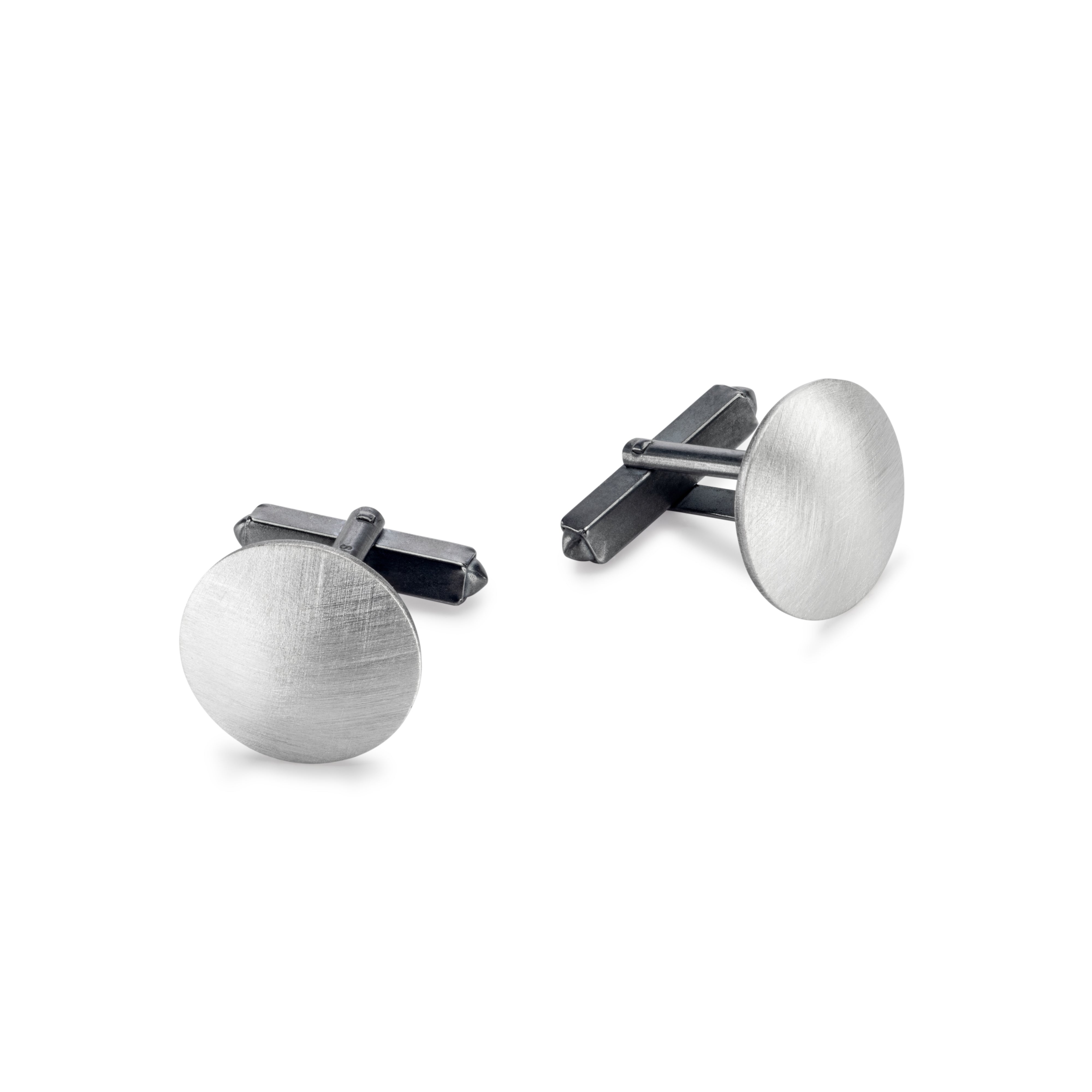 Silver Oxidised Circle Cufflink