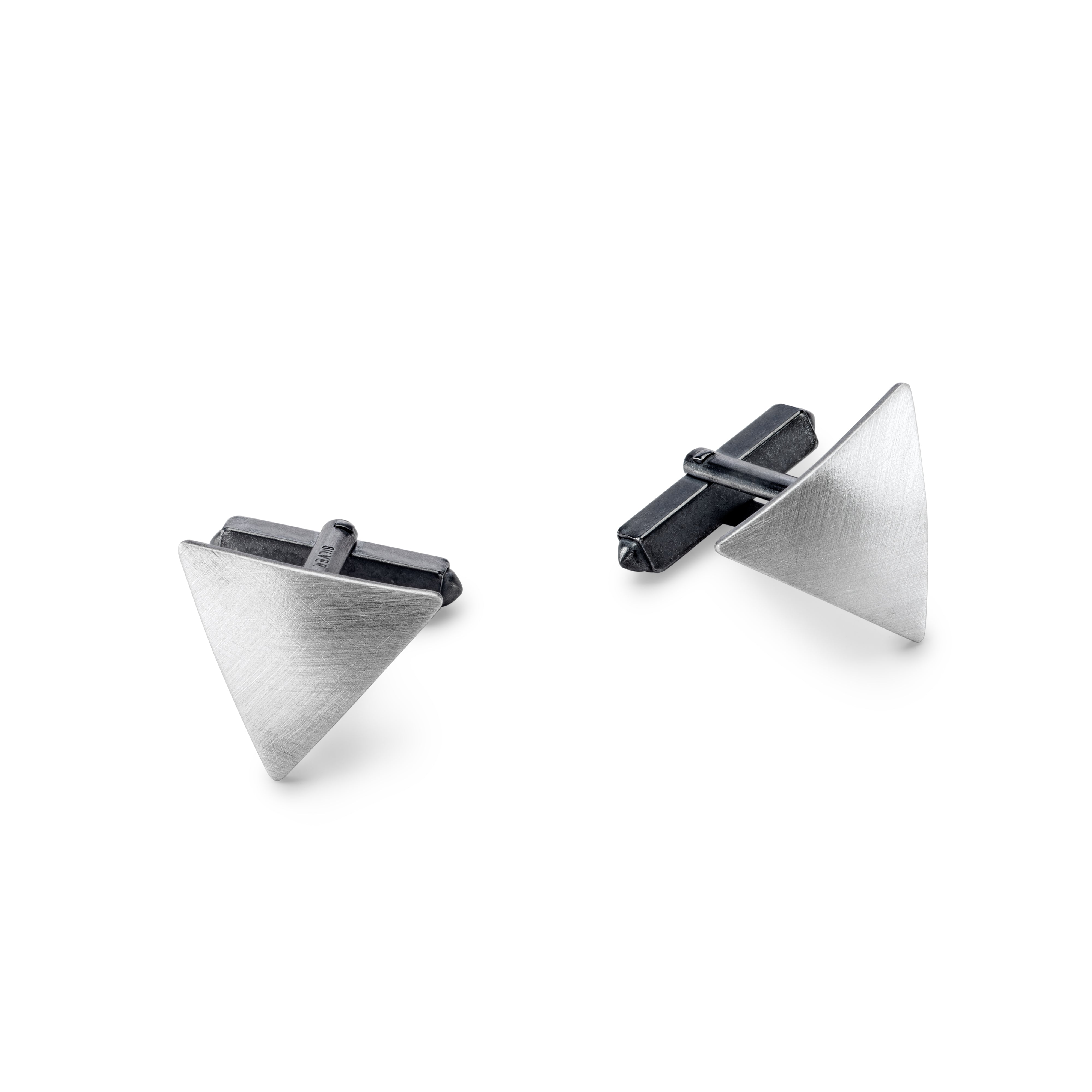 Silver Oxidised Triangle Cufflink