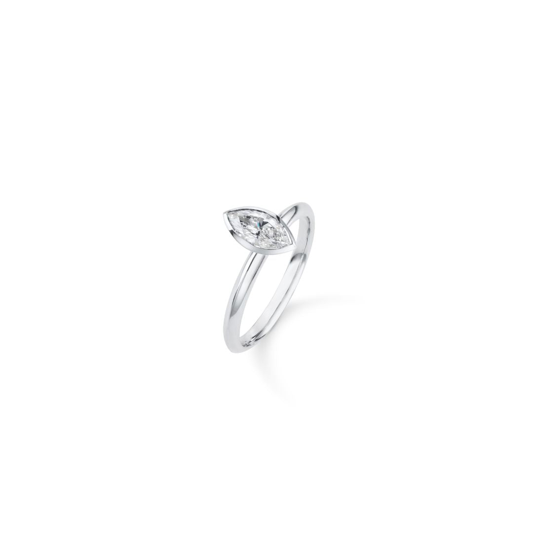 Marquise Diamond Engagement Ring in 18ct White Gold