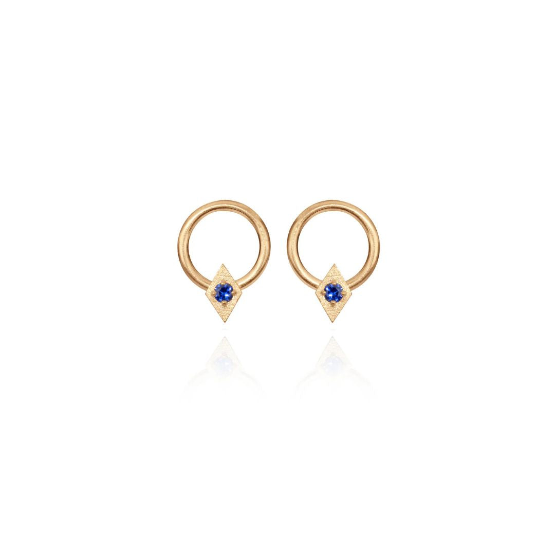 Harlequin Gold Halo Blue Studs