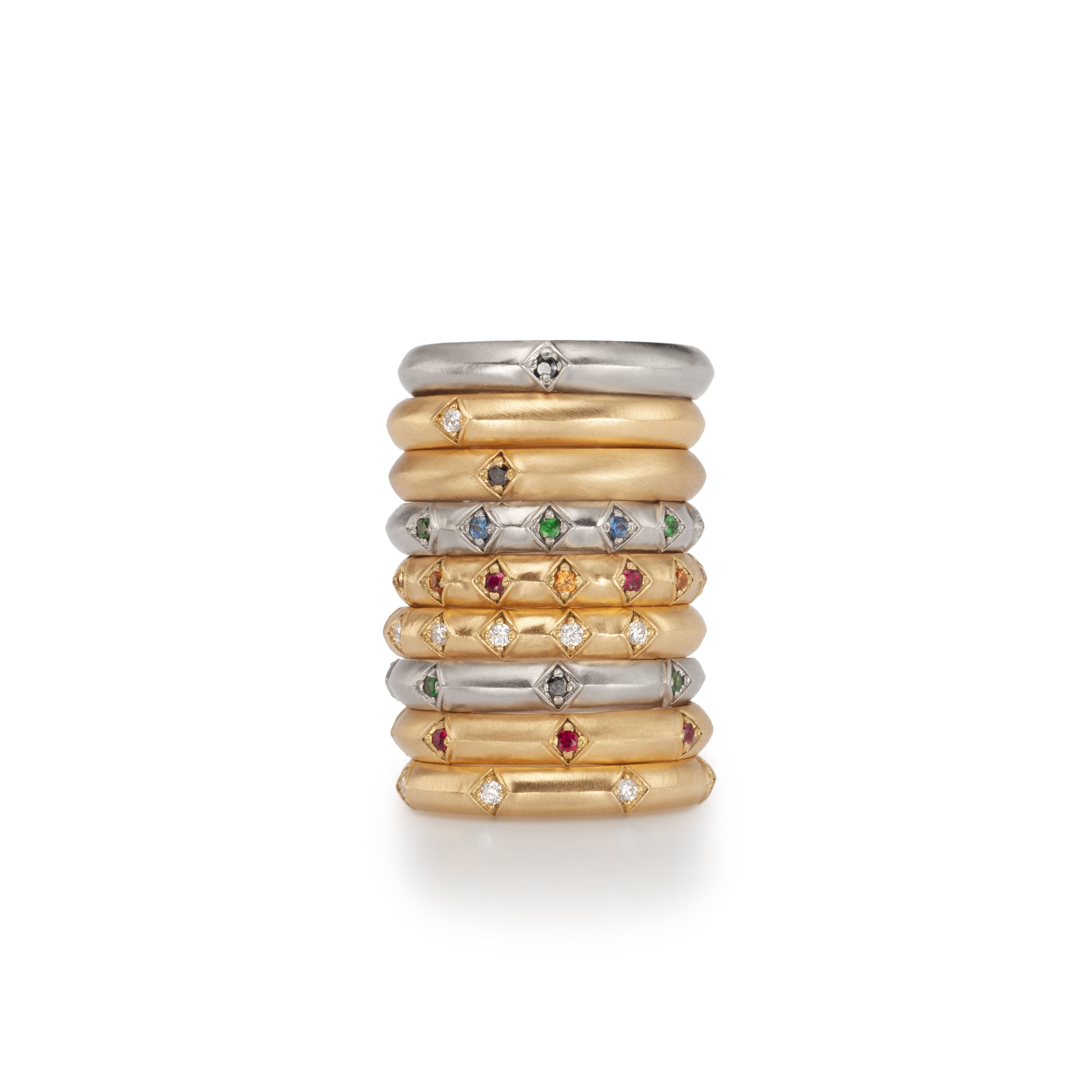 Harlequin Tsvaorite + Diamond Eternity Ring