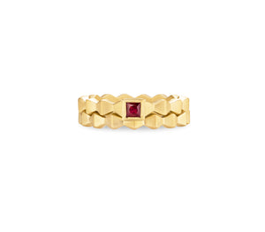 18ct Yellow Gold Pyra Stacking Ring with gemstone setting