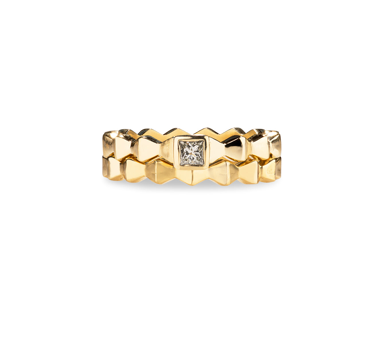 Diamond Pyra Stacking ring in 18ct yellow gold from Romany Starrs