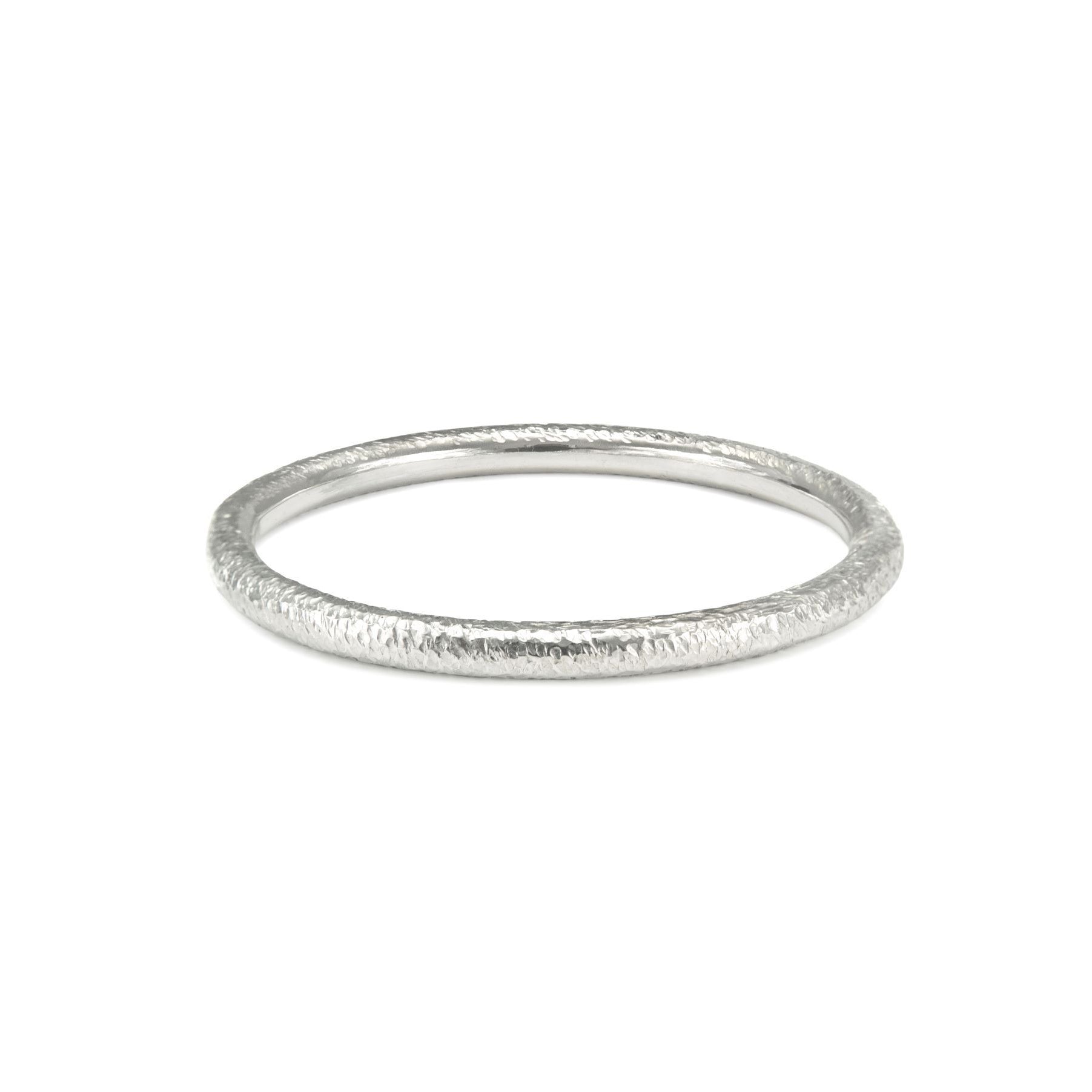 High Polished Textured Silver Bangle - Romany Starrs